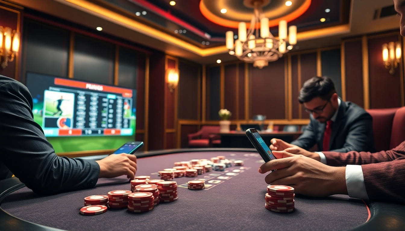 Experience Judi Bola Resmi with thrilling online betting on soccer, showcasing vibrant casino ambiance.