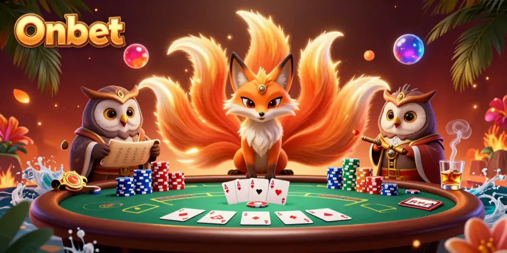 Experience the thrill at Onbet with colorful gaming elements and enchanting spirits alive in this vibrant casino scene.