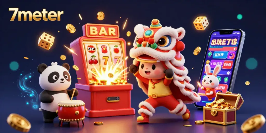Engaging sports betting scene featuring 7meter, illustrated with vibrant characters, slot jackpots, and immersive gaming elements.