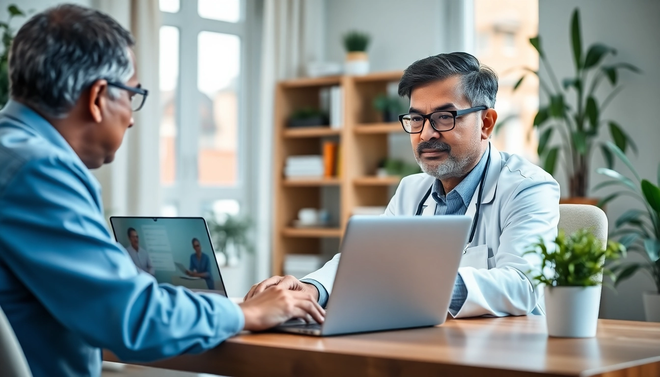 Engage with a telehealth doctor for prescriptions in a welcoming home office setting.