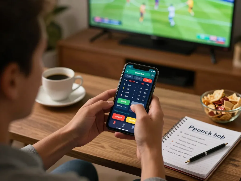 Experience the thrill of betting with the lc88 link in a cozy home setup, featuring live sports odds on smartphone.