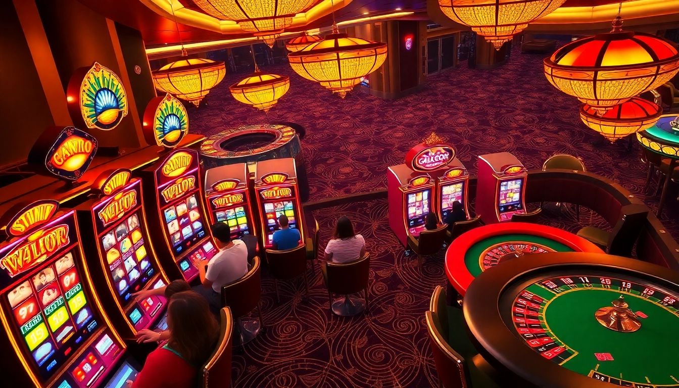 Players enjoying the thrilling slot gacor experience in a vibrant casino.
