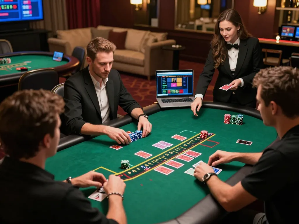 Players engaging in a live dealer blackjack game at LV88.com, showcasing strategic gameplay.