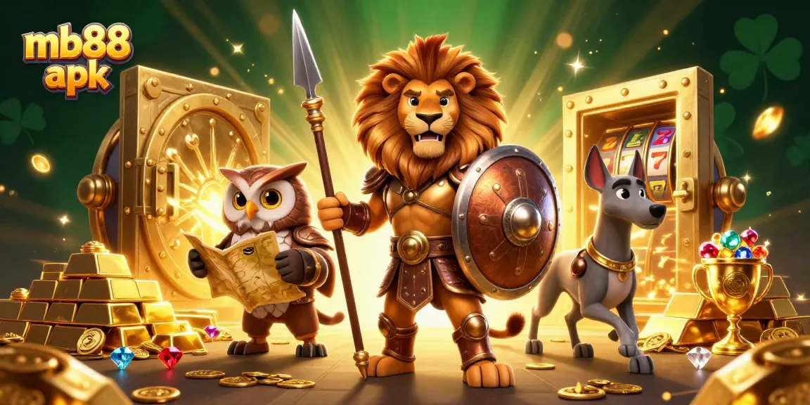 Experience thrilling gaming action with mb88 apk, featuring an epic treasure scene in a vibrant casino.