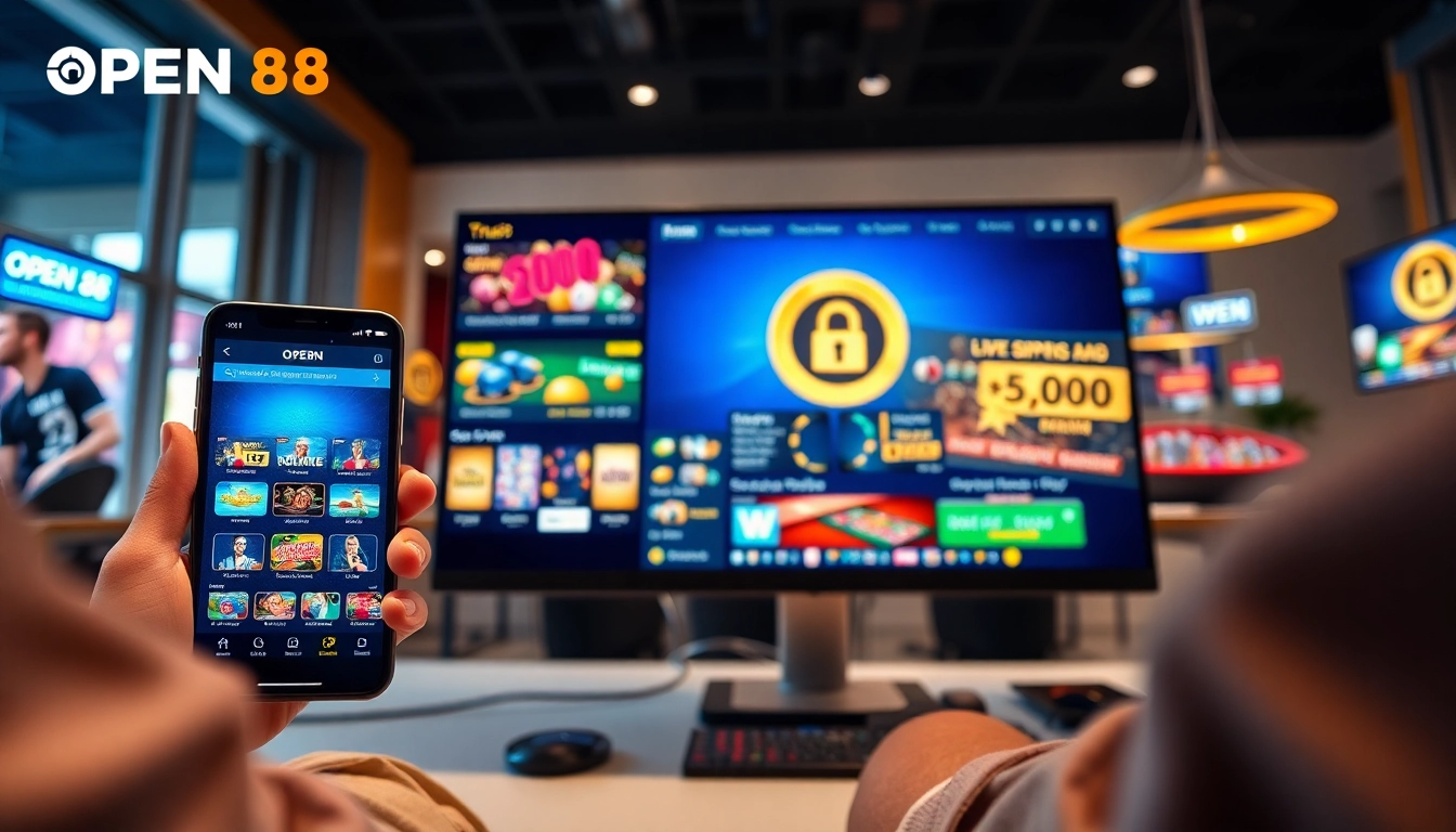 OPEN 88 online gambling platform showcasing games with a user-friendly interface and security elements.