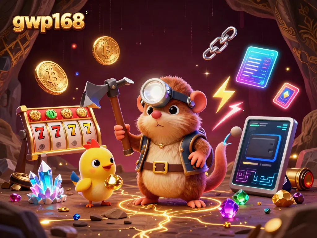 GWP168 menghadirkan permainan slot yang menarik dengan karakter penambang dan elemen kasino.