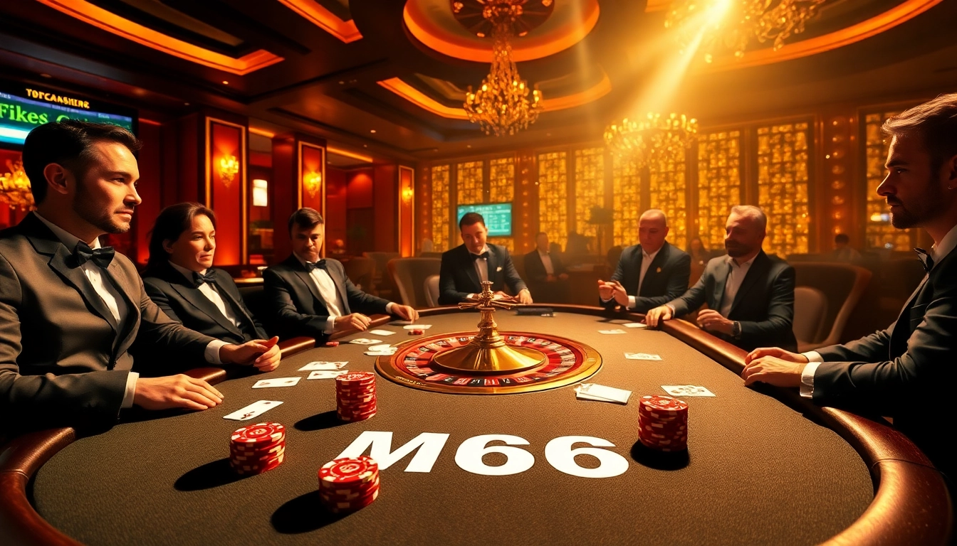Players engaging in a high-stakes game at the MB66 poker table, featuring cards and chips.