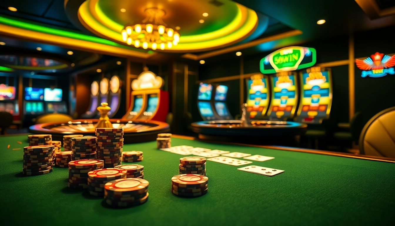 Experience thrilling poker action at 58WIN’s luxury casino table, featuring vibrant poker chips and cards.