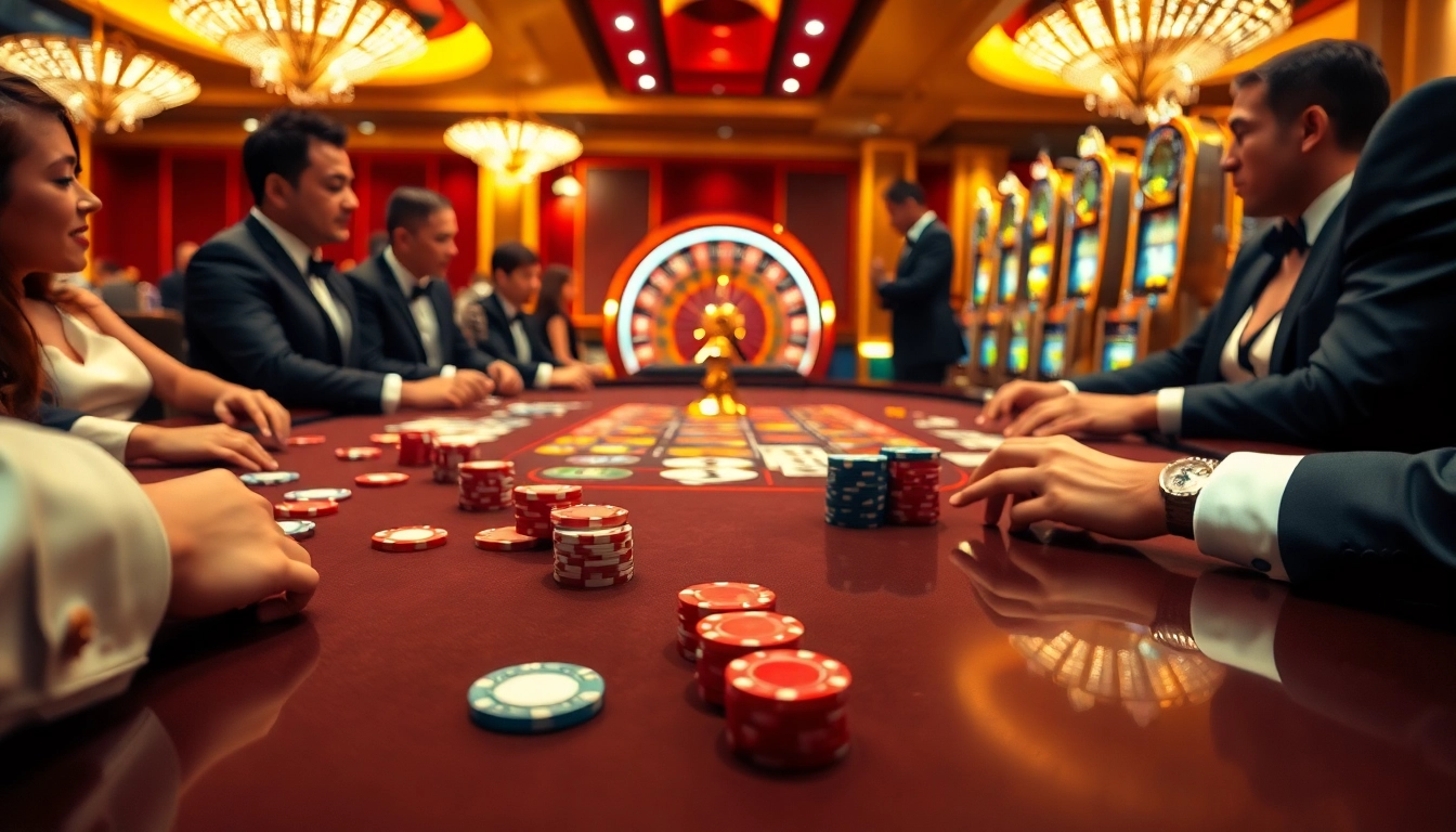 Exciting Xin88 poker scene with professional players and vibrant casino elements