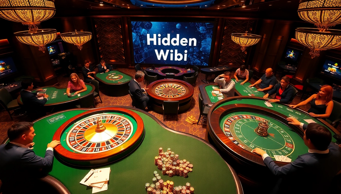 Engaging scene at a casino highlighting the hidden wiki and lively gambling activities.