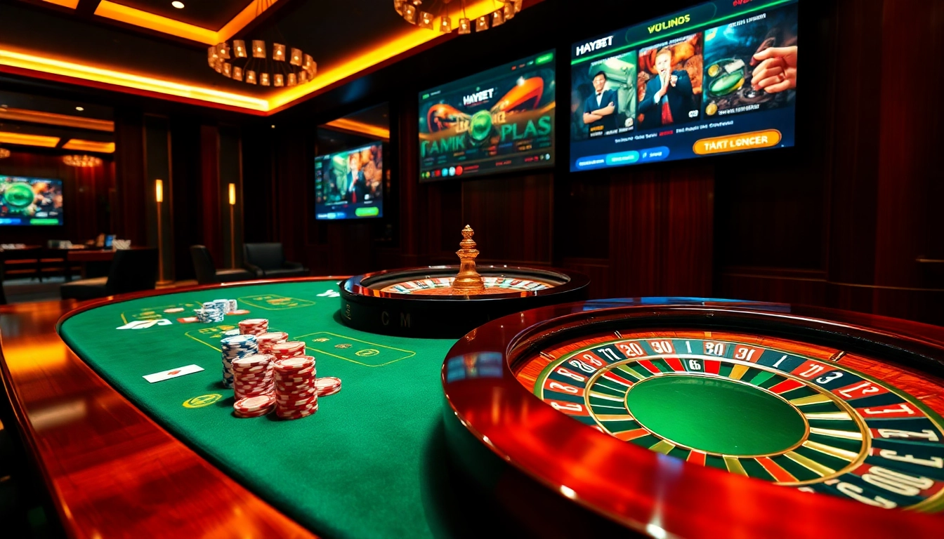 Experience the excitement of HAYBET with lively casino action at a luxurious gambling table.
