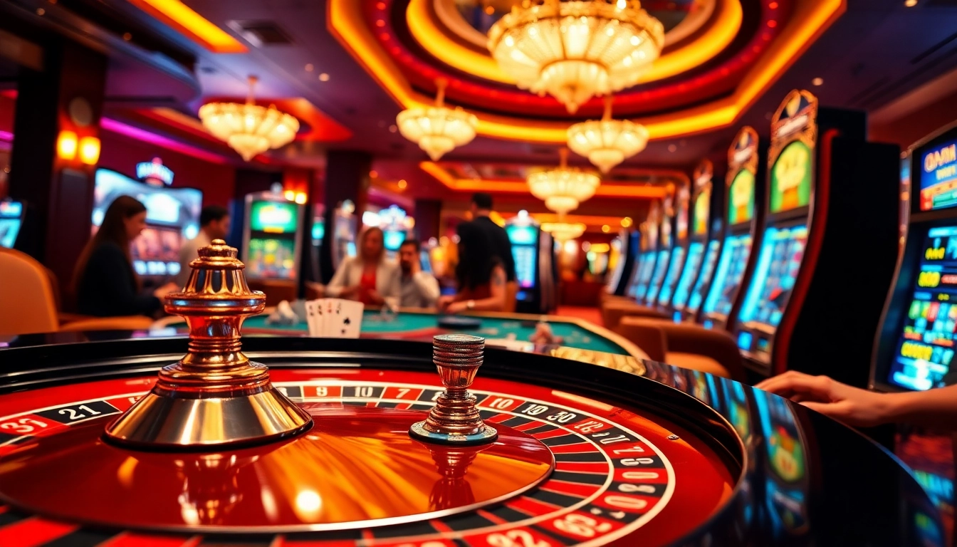 Gambling players enjoying exciting games at 88i com casino, featuring roulette and slot machines.