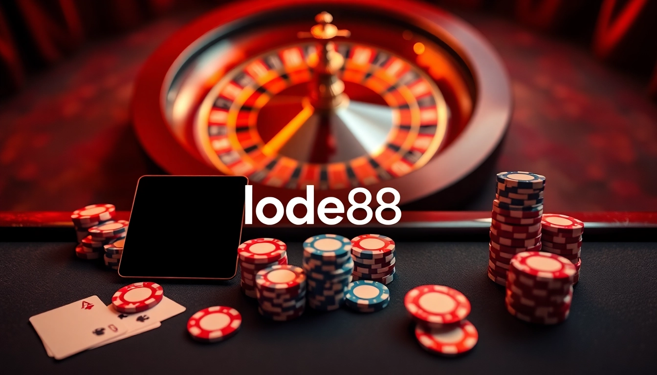 Lode88 online casino scene showcasing immersive gambling tables and interfaces.