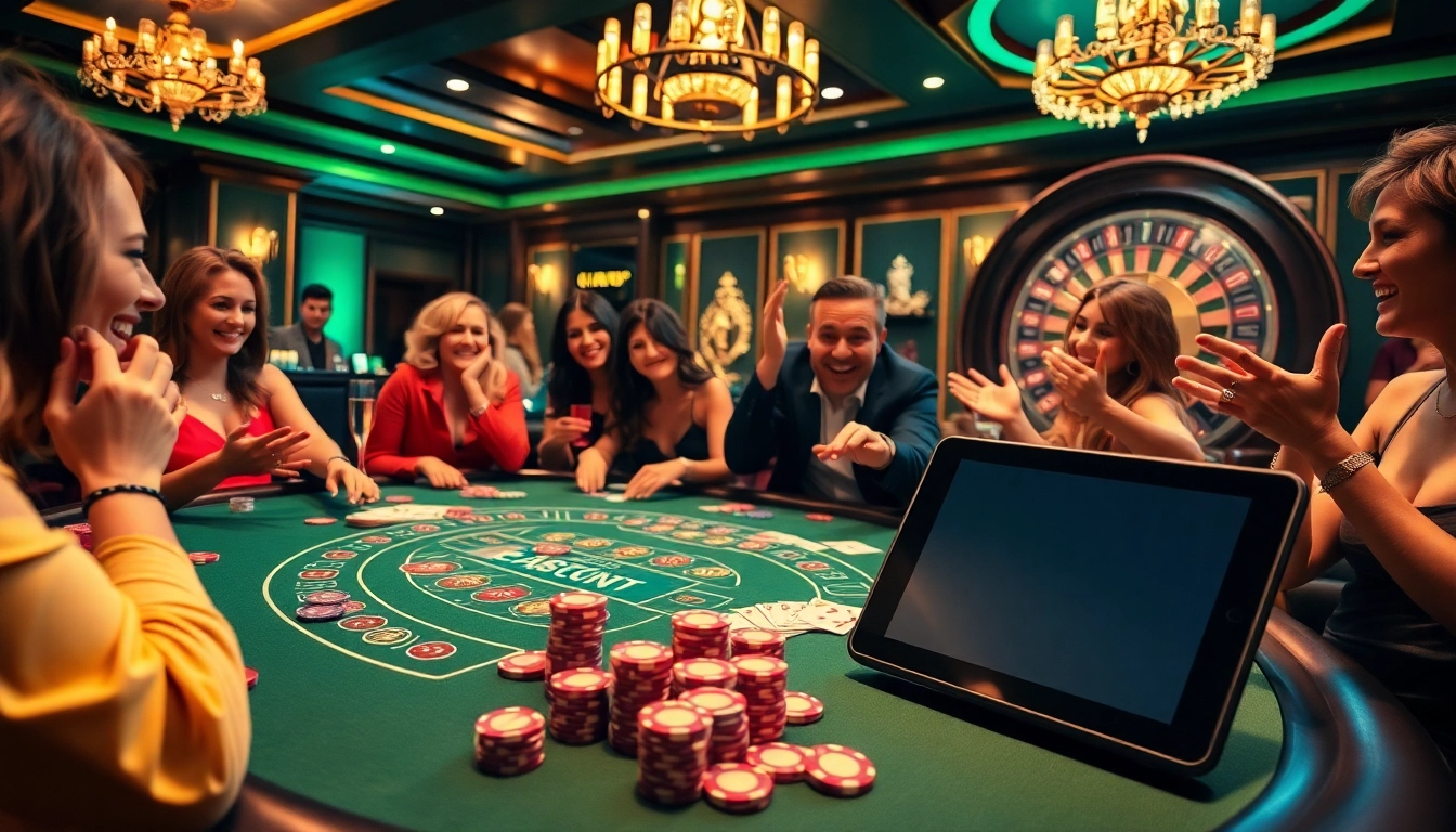 Exciting blackjack game scene at a casino showcasing gamequeen elements with vibrant colors and dynamic play.