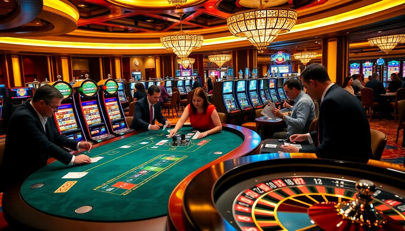 SODO66 players enjoying a high-stakes casino experience with poker chips and slot machines.