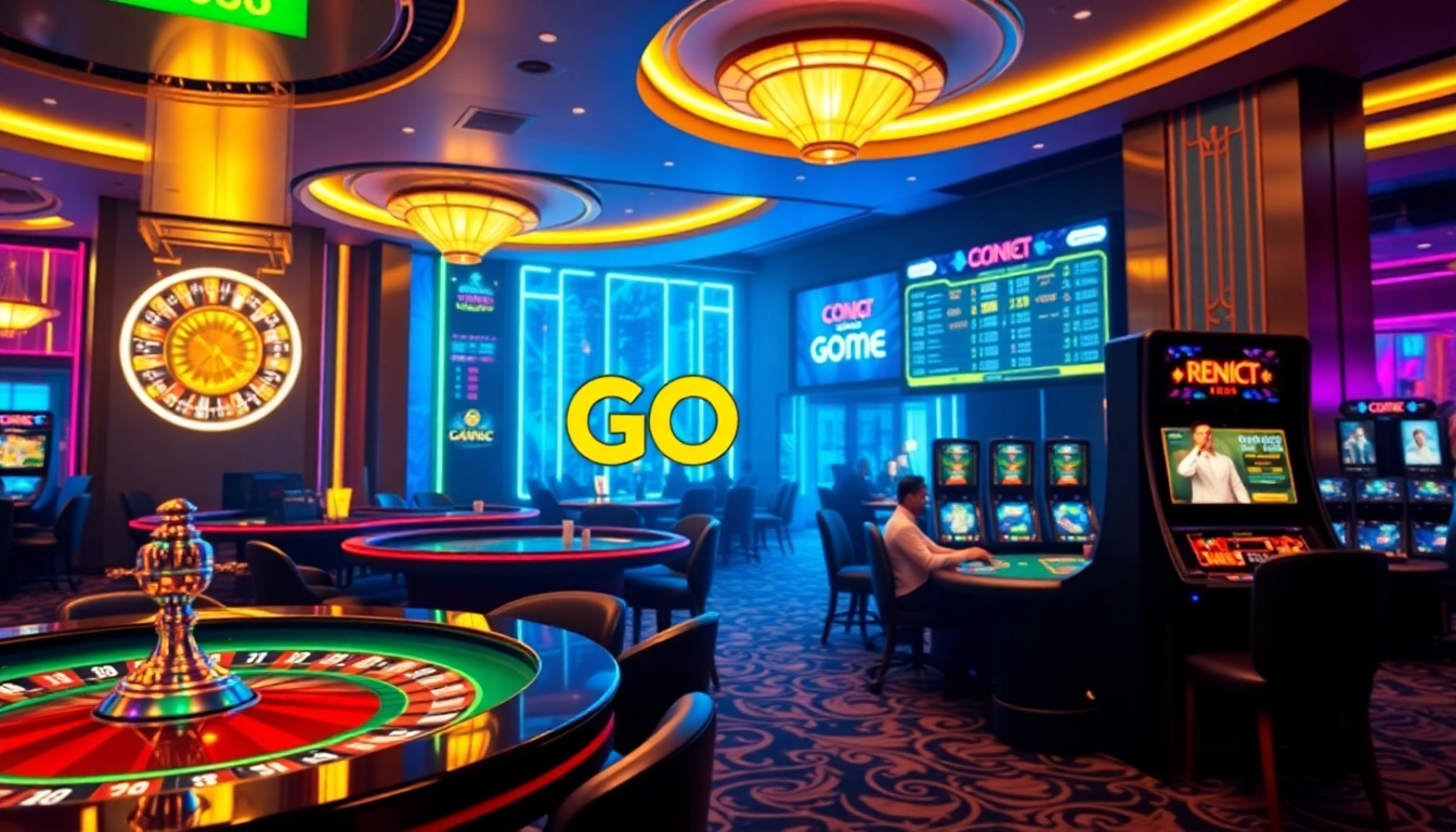 Cổng Game GO88 online interface showcasing an exciting casino environment with vibrant colors.