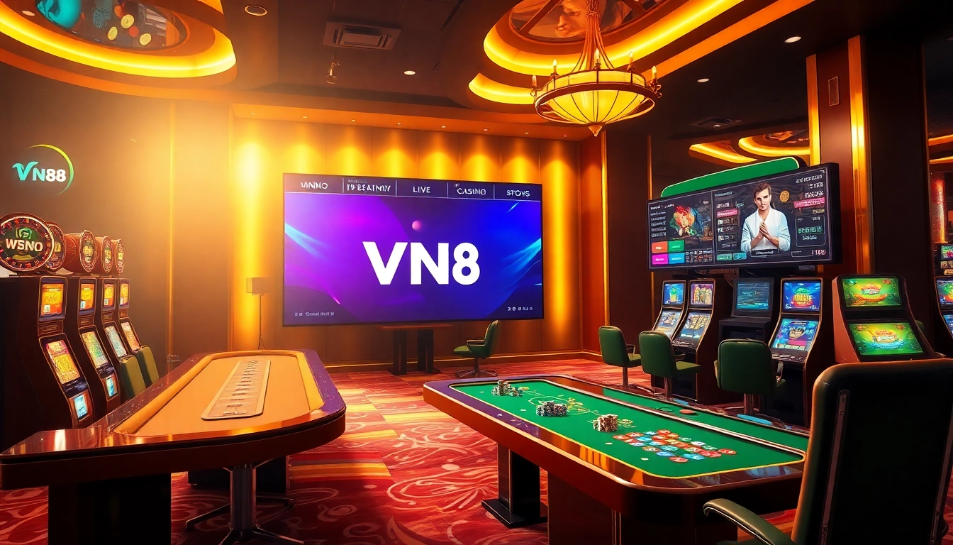 Engage in thrilling online gambling at VN88, featuring dynamic casino tables and vibrant slots.