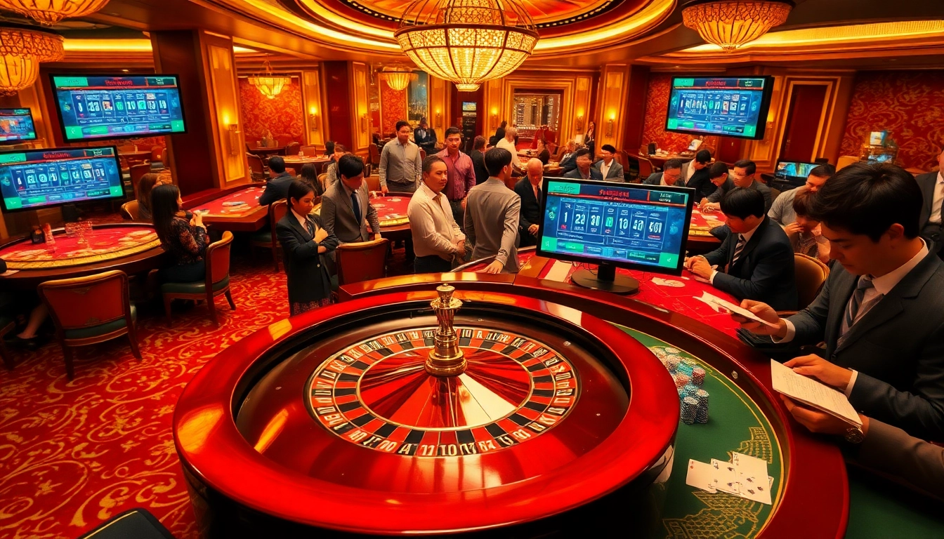 Players eagerly anticipating the results of togel china in a luxurious casino setting.