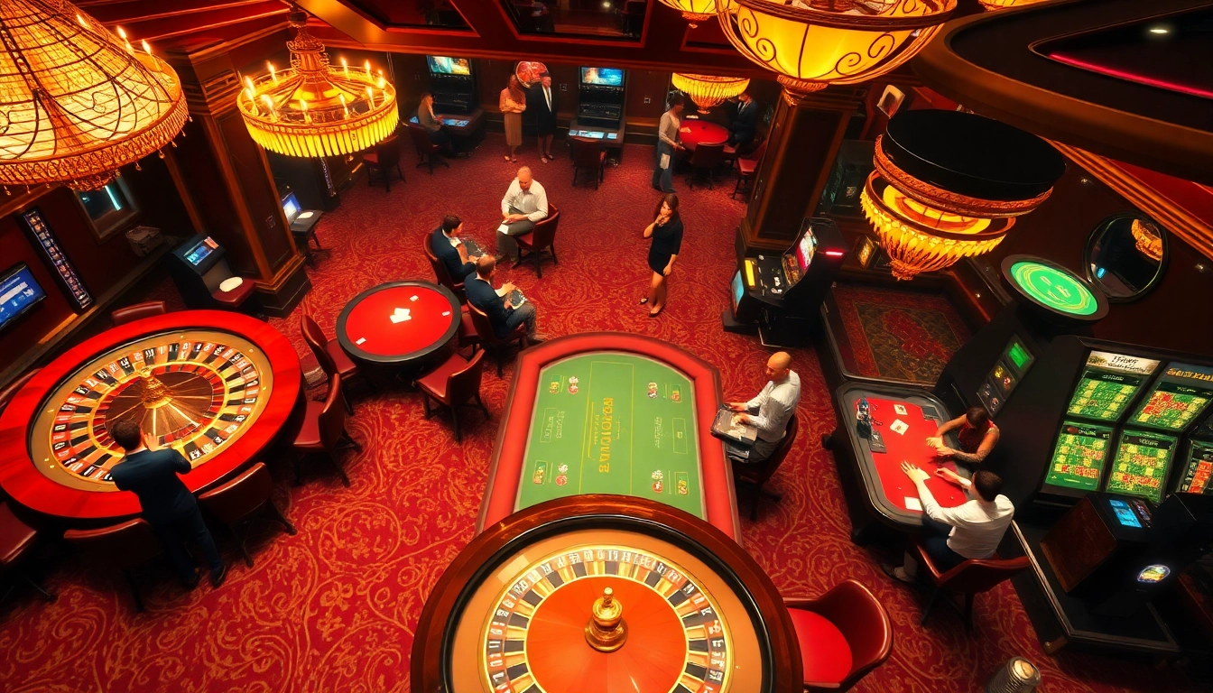 Experience excitement and luxury at a 33win casino with engaging players and vibrant gaming tables.