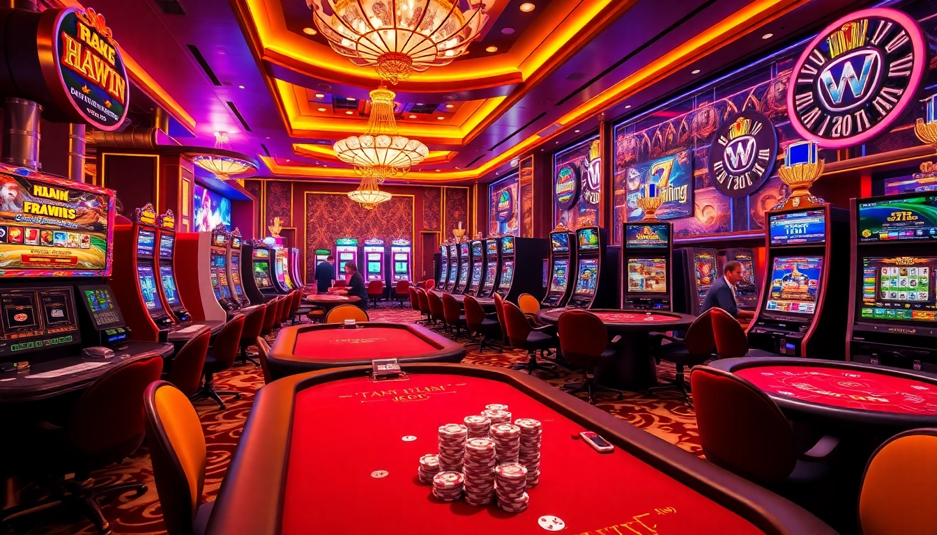 Experience the excitement of HAYWIN at a luxurious casino with vibrant gaming activities.