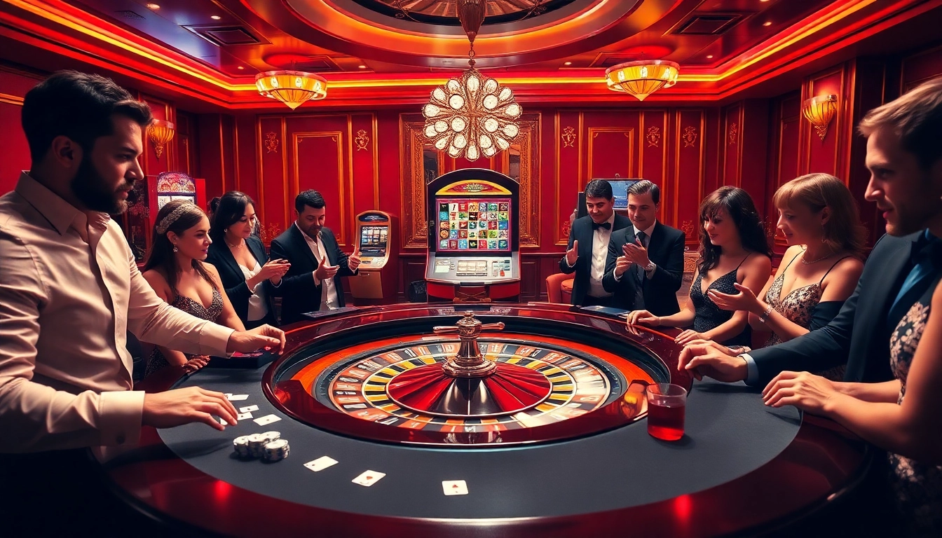 A thrilling scene from xx88brand.com capturing players at a roulette table with vibrant colors and dynamic energy.