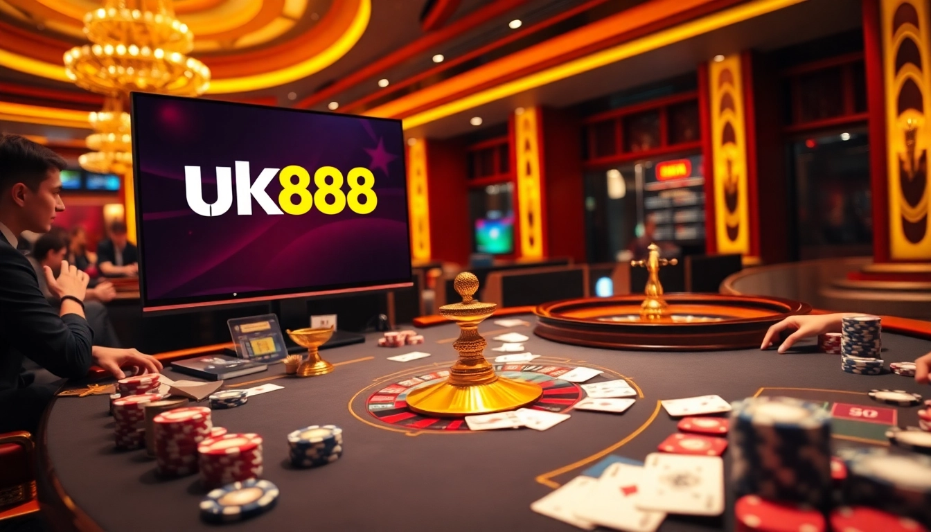 Capture the excitement of online gaming at UK88 with link vào uk88, featuring vibrant casino elements.