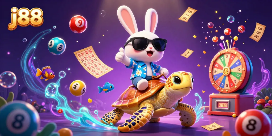 Join the j88 lucky rabbit and sea turtle in a vibrant casino-themed adventure featuring lottery excitement.