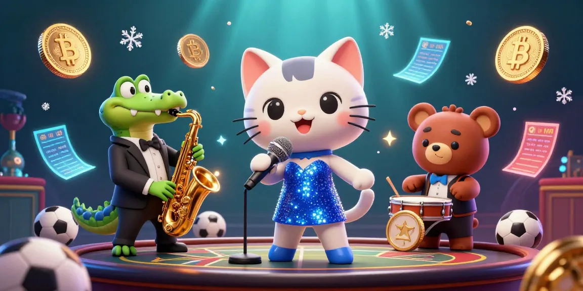 Engage with kèo nhà cái as a playful jazz cat sings on stage, flanked by a saxophone crocodile and a bear cub.