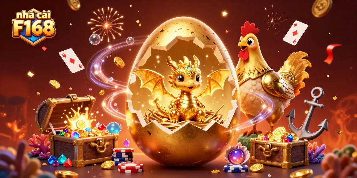 Engage with exhilarating games at nhà cái F168, featuring a remarkable golden dragon guarding poker chips.