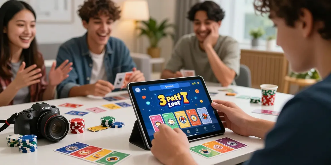 Download game experience on the 3 Patti Loot app in a vibrant gaming setting with friends.