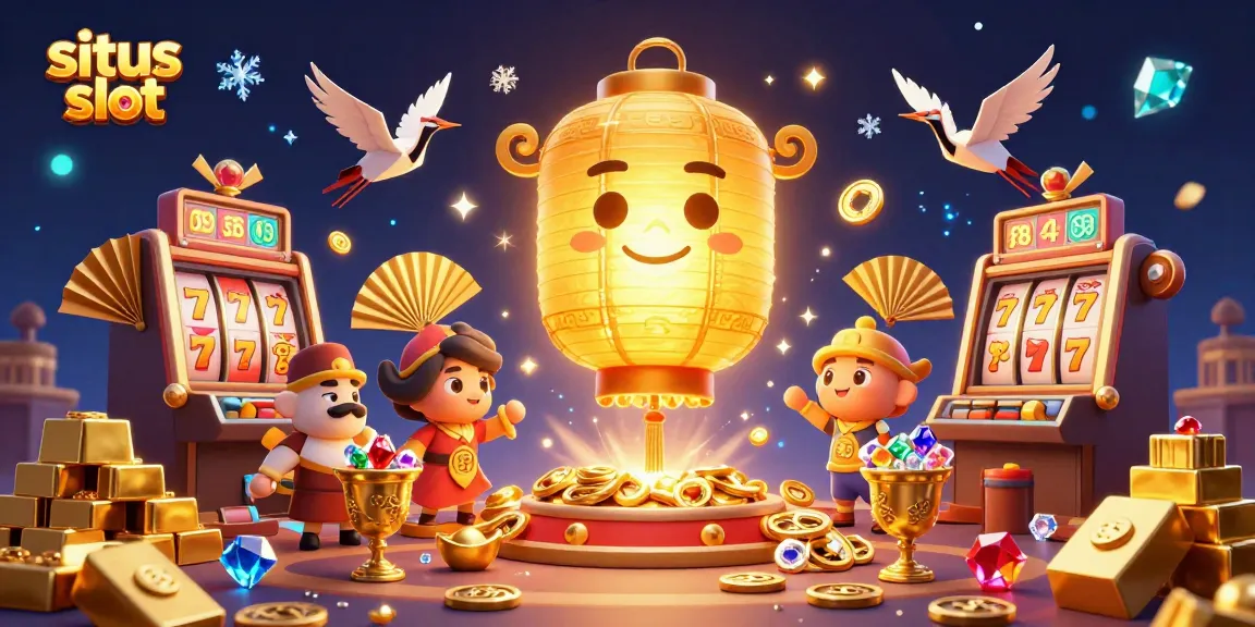 Experience the excitement of situs slot with a dazzling casino scene featuring gold, gems, and lucky symbols.