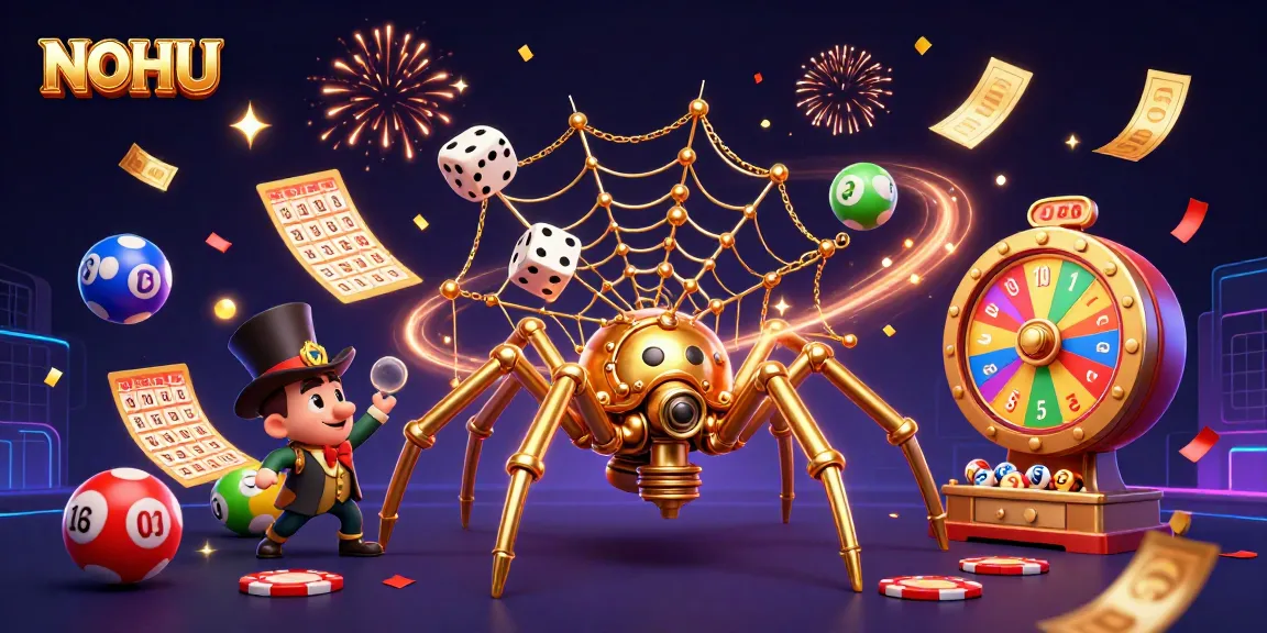 NOHU captures the thrill of gaming with a dynamic steampunk scene filled with vibrant lottery elements.