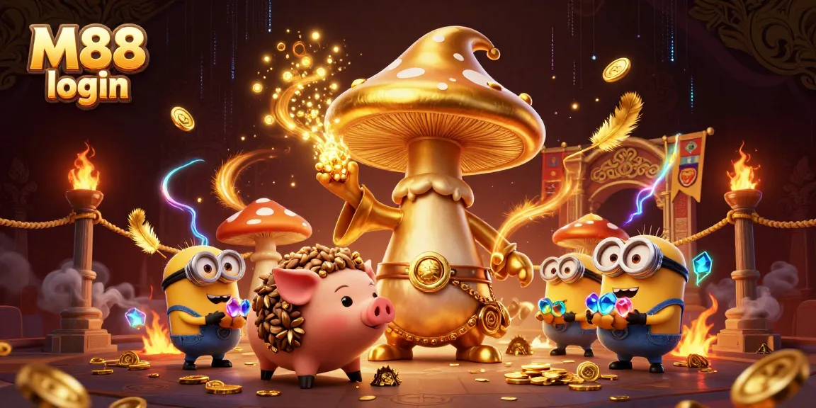 Experience M88 login with winning strategies in this vibrant, action-packed casino illustration.