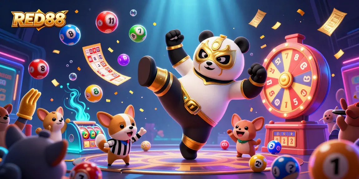 Watch RED88 explode with excitement as a panda wrestler kicks off a thrilling lottery scene!