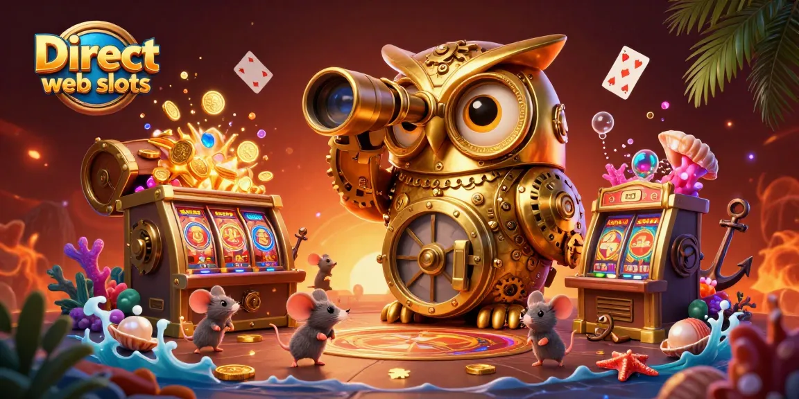 Spin and win with Direct web slots while discovering colorful gems and treasure on a vibrant casino floor.