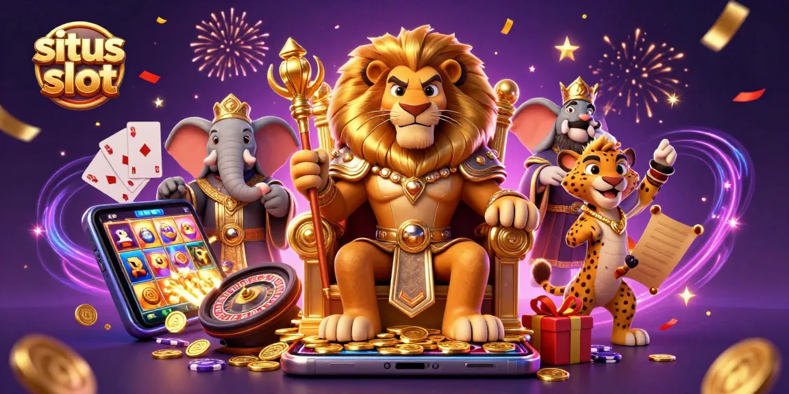 Experience thrilling situs slot gaming with a fierce lion king, elephant advisor, and cheetah messenger!