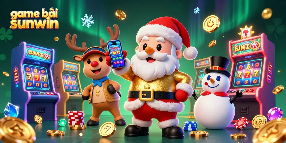 Play advanced slots and jackpots with game bài sunwin in a festive casino scene.