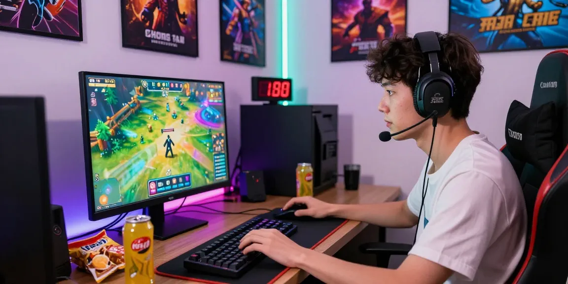 Raja Game login scene with a player engaged in a colorful gaming environment, focused on the vibrant screen graphics.