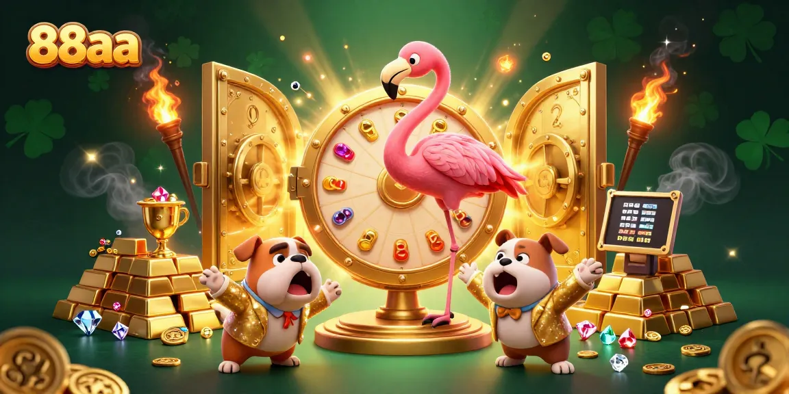Spin the giant prize wheel at 88aa to uncover exciting prizes and treasures in this 3D casino illustration.